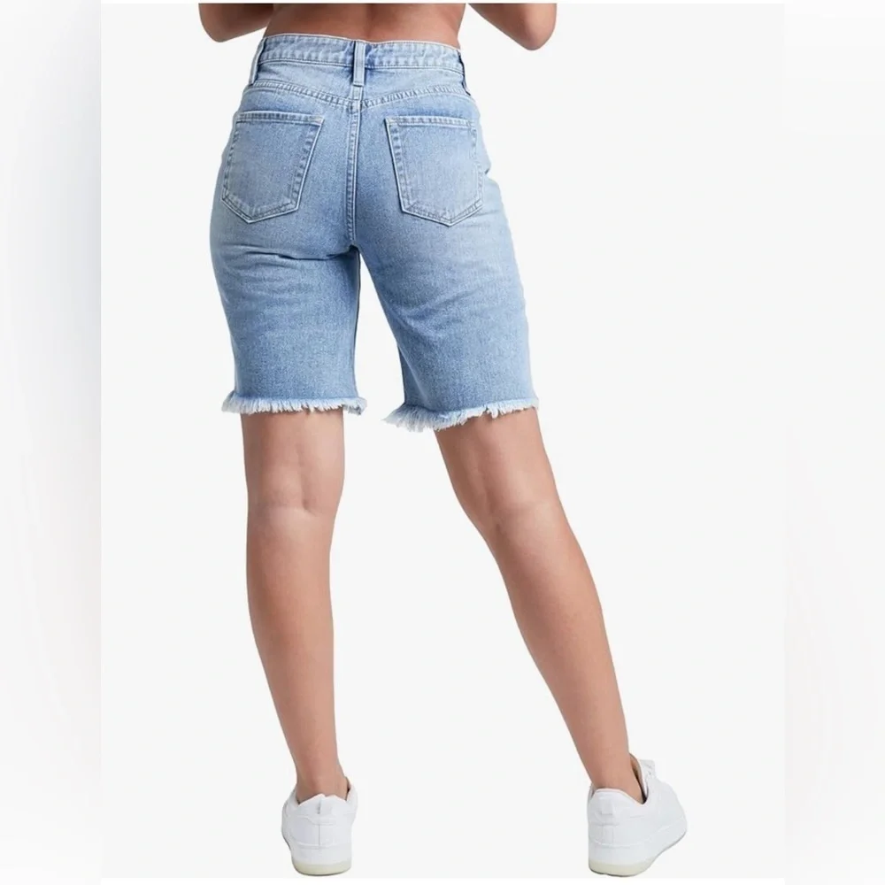 YMI Junior High Rise Frayed Distressed Raw Hem Boyfriend Denim Shorts size 11
